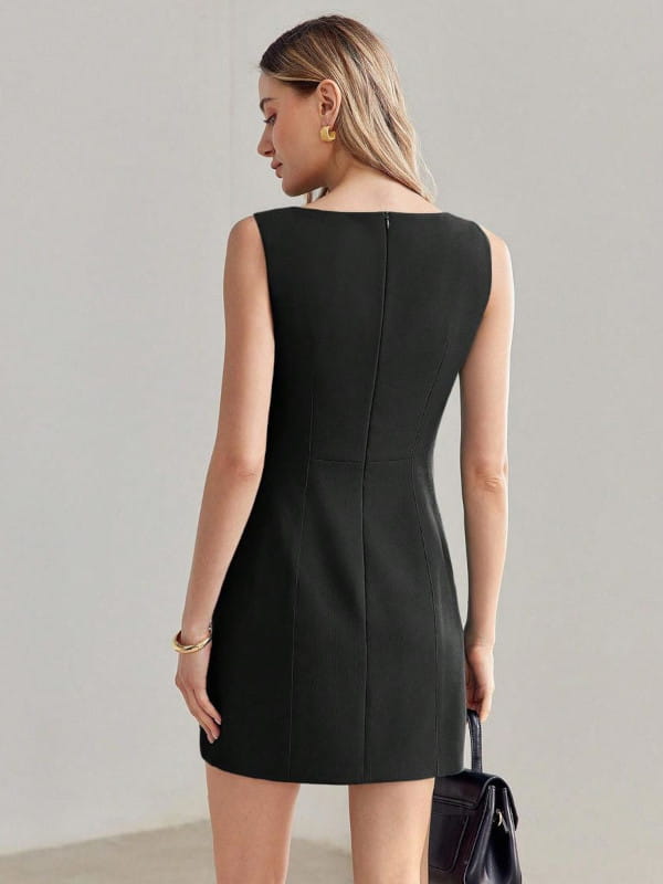 vestido reto de linho